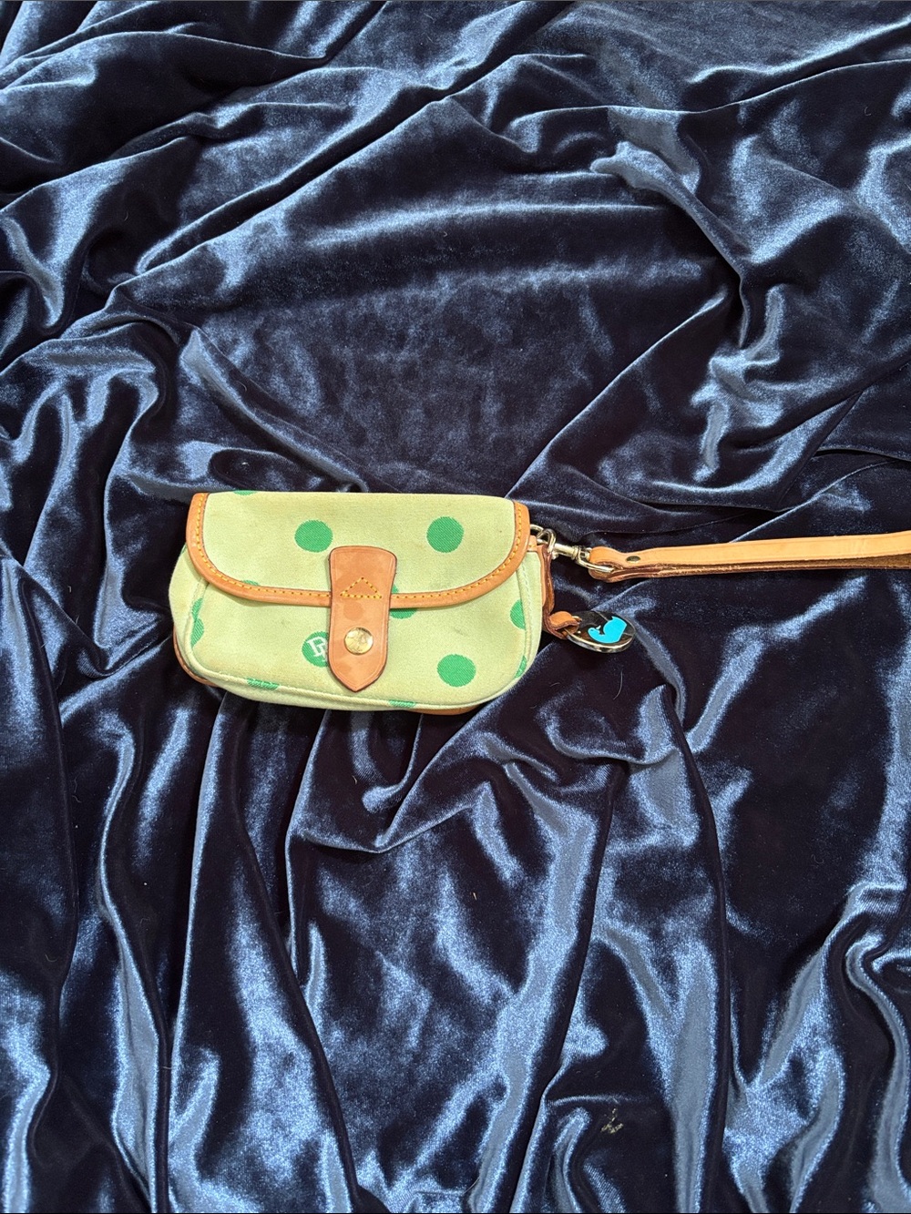 Dooney & Bourke Green Polka Dot Wristlet Crossbody Bag